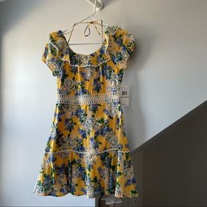 GB Girls Social size 12 Floral Embroidered Lace-Trim A-line dress NWT